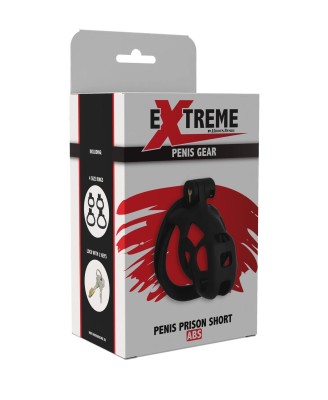 EXTREME Penis Prison Cock Cage Short - Pas Cnoty - Czarny