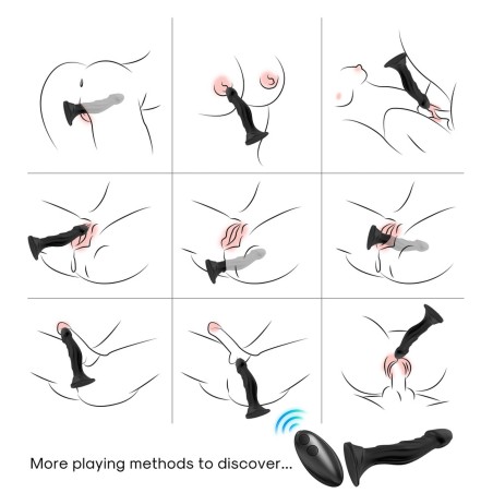 Optimus Black - Silikonowe Dildo zdalnie Sterowane - Czarne