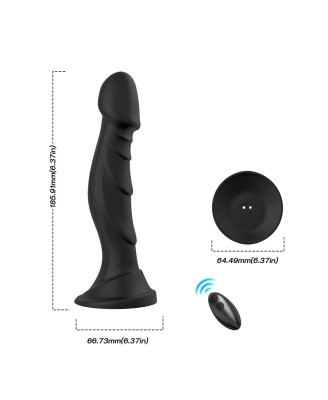 Optimus Black - Silikonowe Dildo zdalnie Sterowane - Czarne