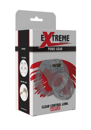 EXTREME Clear Control Cock Cage Long - Transparentny Pas Cnoty