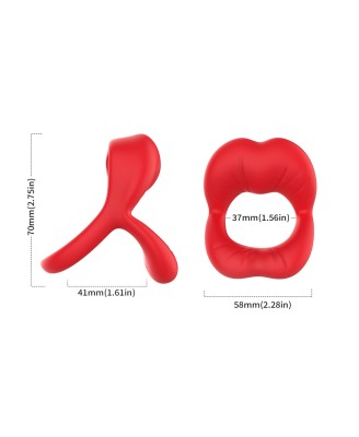 Big Mouth Red - Wibrujący Pierścień Erekcyjny - Czerwony