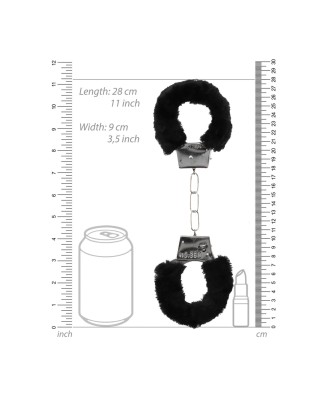 Beginner's Furry Hand Cuffs - Kajdanki z Futerkiem - Czarne