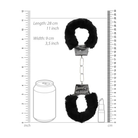 Beginner's Furry Hand Cuffs - Kajdanki z Futerkiem - Czarne