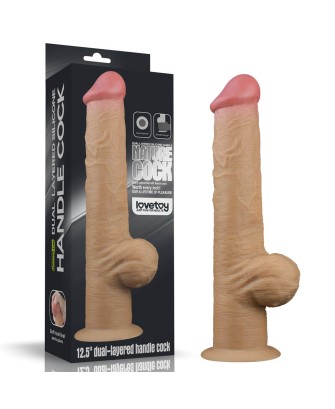 Love Toy – Dwuwarstwowy silikonowy dildo z uchwytem - 32cm