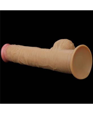 Love Toy – Dwuwarstwowy silikonowy dildo z uchwytem - 32cm