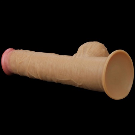 Love Toy – Dwuwarstwowy silikonowy dildo z uchwytem - 32cm