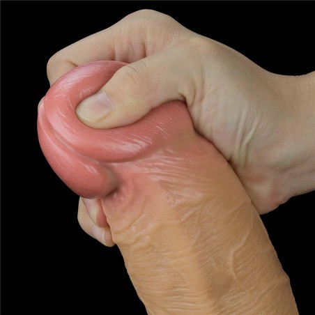 Love Toy – Dwuwarstwowy silikonowy dildo z uchwytem - 32cm