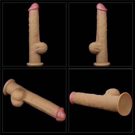 Love Toy – Dwuwarstwowy silikonowy dildo z uchwytem - 32cm