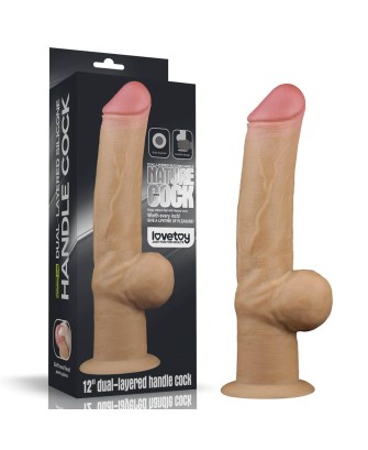 Love Toy – Dwuwarstwowy silikonowy dildo z uchwytem - 30cm