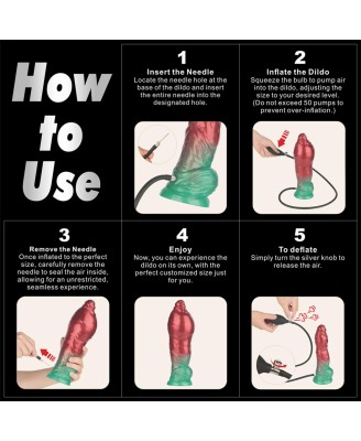 LoveToy - Monster Dildo - Nadmuchiwane - Czerwono-Zielone - 25cm