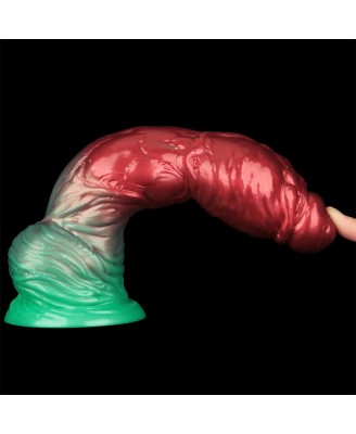 LoveToy - Monster Dildo - Nadmuchiwane - Czerwono-Zielone - 25cm