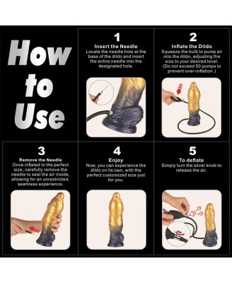 LoveToy - Monster Dildo - Nadmuchiwane - Złoto-Czarne - 25cm