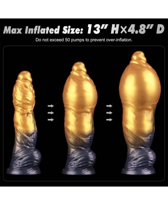 LoveToy - Monster Dildo - Nadmuchiwane - Złoto-Czarne - 25cm