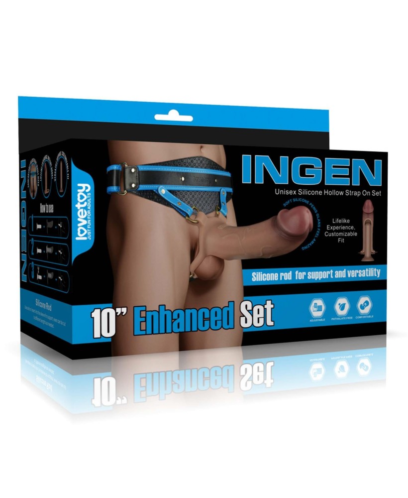 LoveToy Ingen zestaw strap-on z pustym dildo i silikonowym prętem 25cm - L/XL