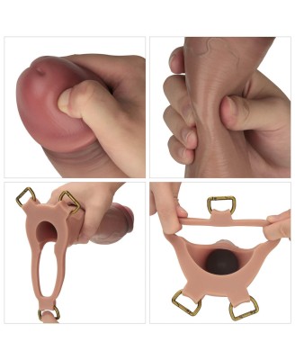 LoveToy Ingen zestaw strap-on z pustym dildo i silikonowym prętem 25cm