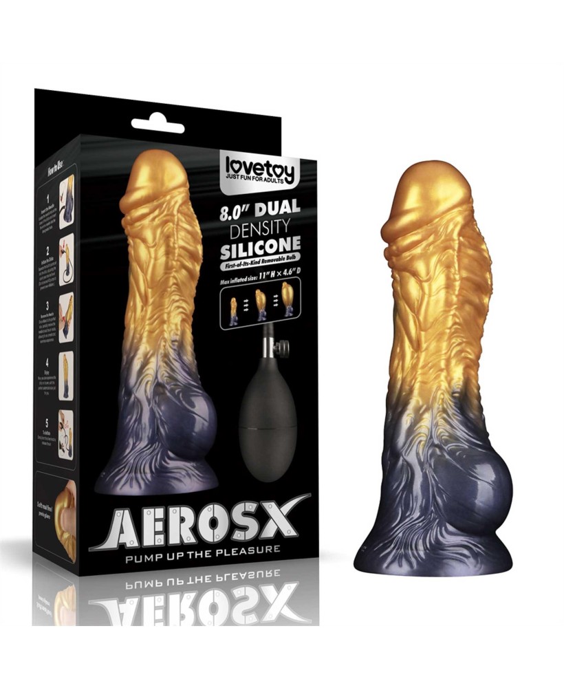 LoveToy - Monster Dildo - Nadmuchiwane - Złoto-Czarne - 20cm
