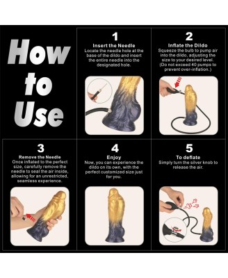 LoveToy - Monster Dildo - Nadmuchiwane - Złoto-Czarne - 20cm