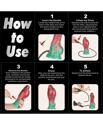 LoveToy - Monster Dildo - Nadmuchiwane - Czerwono-Zielone - 20cm