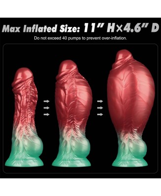LoveToy - Monster Dildo - Nadmuchiwane - Czerwono-Zielone - 20cm