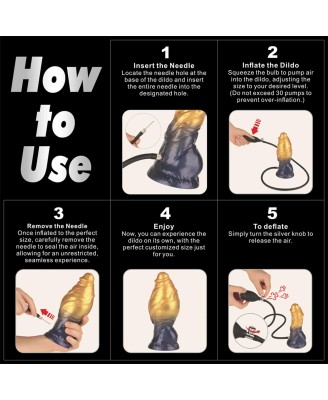 LoveToy - Monster Dildo - Nadmuchiwane - Złoto-Czarne - 19cm