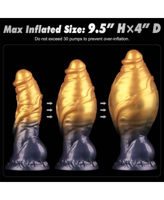 LoveToy - Monster Dildo - Nadmuchiwane - Złoto-Czarne - 19cm