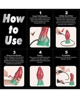 LoveToy - Monster Dildo - Nadmuchiwane - Czerwono-Zielone - 19cm