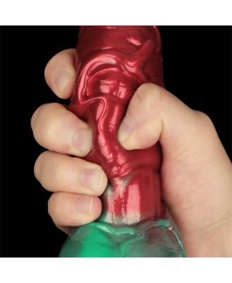 LoveToy - Monster Dildo - Nadmuchiwane - Czerwono-Zielone - 19cm