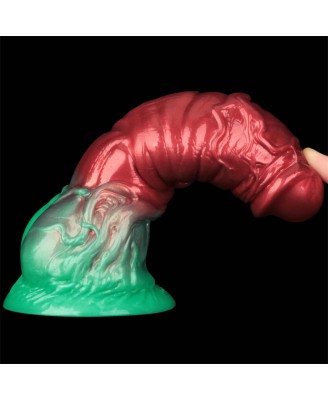 LoveToy - Monster Dildo - Nadmuchiwane - Czerwono-Zielone - 19cm