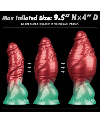 LoveToy - Monster Dildo - Nadmuchiwane - Czerwono-Zielone - 19cm