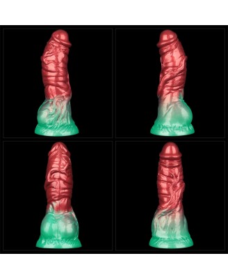 LoveToy - Monster Dildo - Nadmuchiwane - Czerwono-Zielone - 19cm