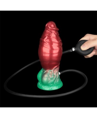 LoveToy - Monster Dildo - Nadmuchiwane - Czerwono-Zielone - 19cm