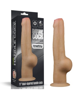 Love Toy – Dwuwarstwowy silikonowy dildo z uchwytem - 28cm