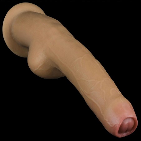 Love Toy – Dwuwarstwowy silikonowy dildo z uchwytem - 28cm