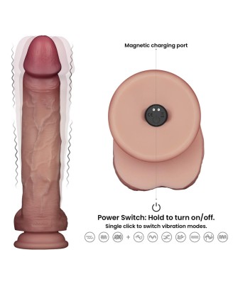 Sliding Skin Pro II Dual Layer - Realistyczne Dildo Wibrator - 25cm