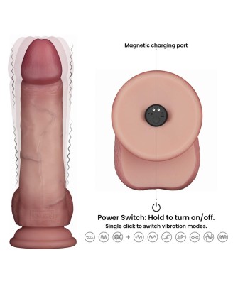 Sliding Skin Pro II Dual Layer - Realistyczne Dildo Wibrator - 20cm