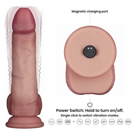 Sliding Skin Pro II Dual Layer - Realistyczne Dildo Wibrator - 20cm