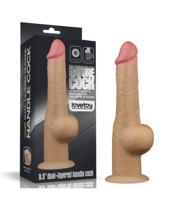 Love Toy – Dwuwarstwowy silikonowy dildo z uchwytem - 24cm