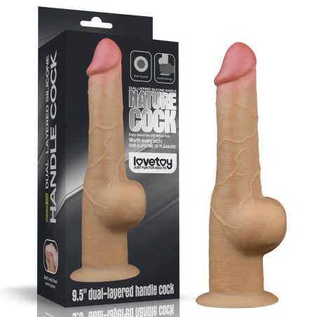 Love Toy – Dwuwarstwowy silikonowy dildo z uchwytem - 24cm