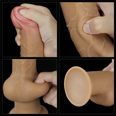 Love Toy – Dwuwarstwowy silikonowy dildo z uchwytem - 24cm