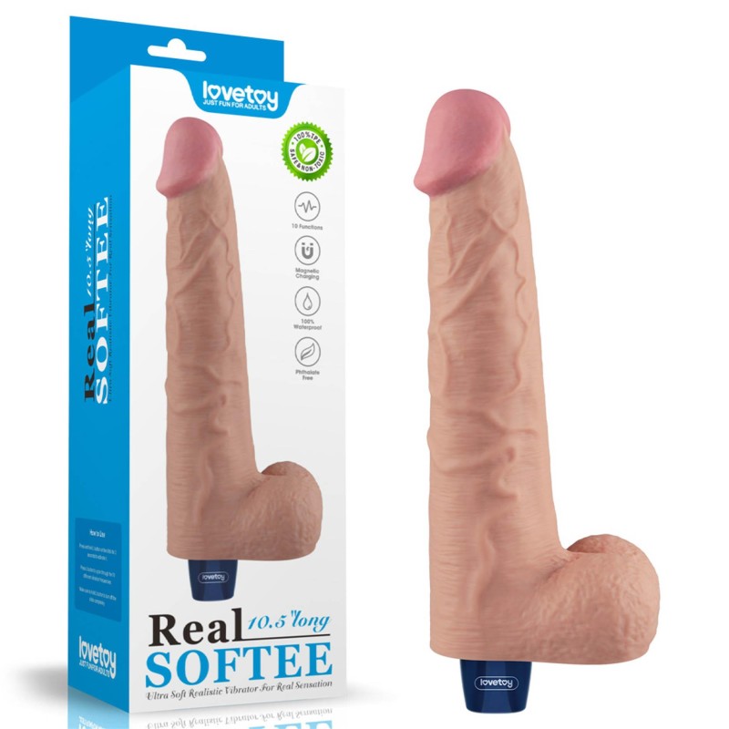 Lovetoy Real Softee - Realistyczny Wibrator Dildo - Cieliste - 25,5cm
