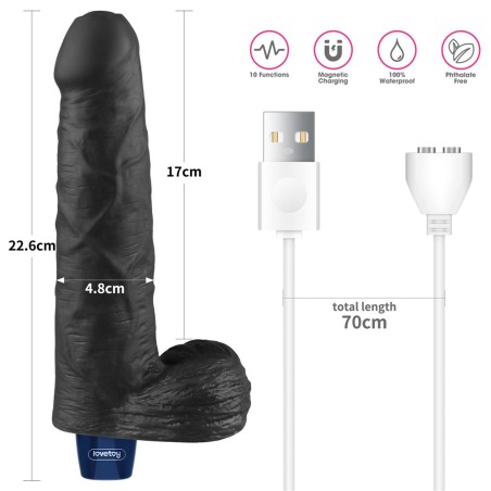 REAL SOFTEE - Realistyczny Wibrator Dildo - 23cm - Czarny