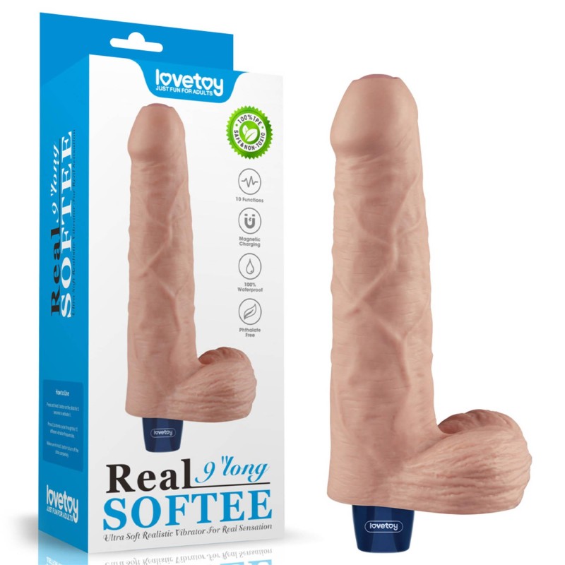 REAL SOFTEE - Realistyczny Wibrator Dildo - 23cm - Cielisty
