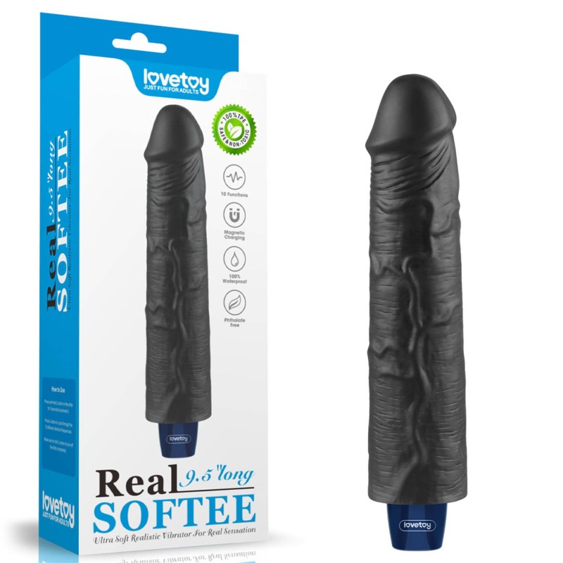 Lovetoy Real Softee - Realistyczny Wibrator Dildo - 21cm - Czarny