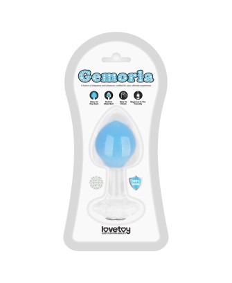 Gemoria Silicone Butt Plug - Korek Analny z Kryształową Kulą - Niebieski