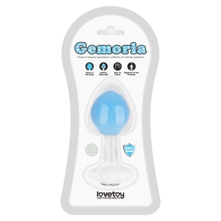 Gemoria Silicone Butt Plug - Korek Analny z Kryształową Kulą - Niebieski