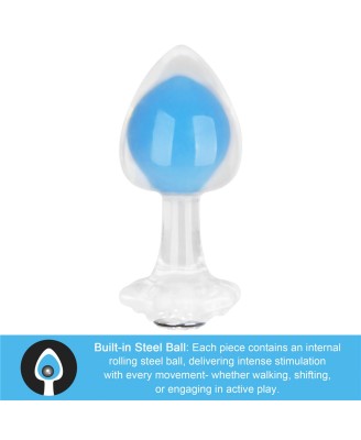 Gemoria Silicone Butt Plug - Korek Analny z Kryształową Kulą - Niebieski