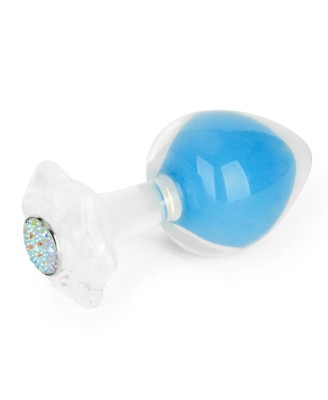 Gemoria Silicone Butt Plug - Korek Analny z Kryształową Kulą - Niebieski