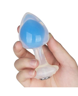 Gemoria Silicone Butt Plug - Korek Analny z Kryształową Kulą - Niebieski