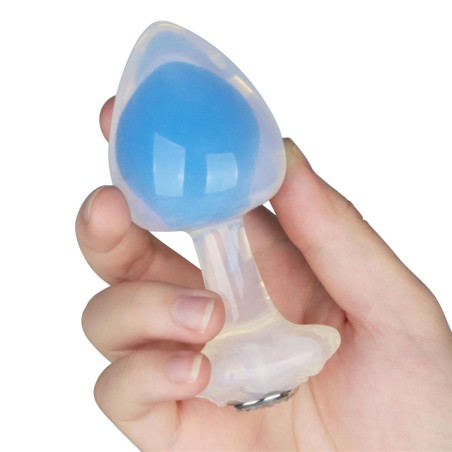 Gemoria Silicone Butt Plug - Korek Analny z Kryształową Kulą - Niebieski