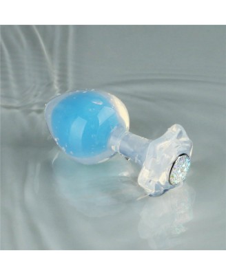 Gemoria Silicone Butt Plug - Korek Analny z Kryształową Kulą - Niebieski